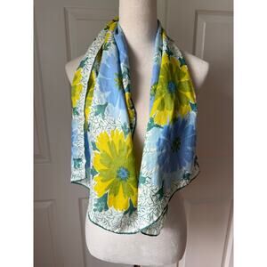 Vintage 1970s Vera Neumann Floral Silk Scarf 14” x 44” Mod‎ Cottagecore Bridal